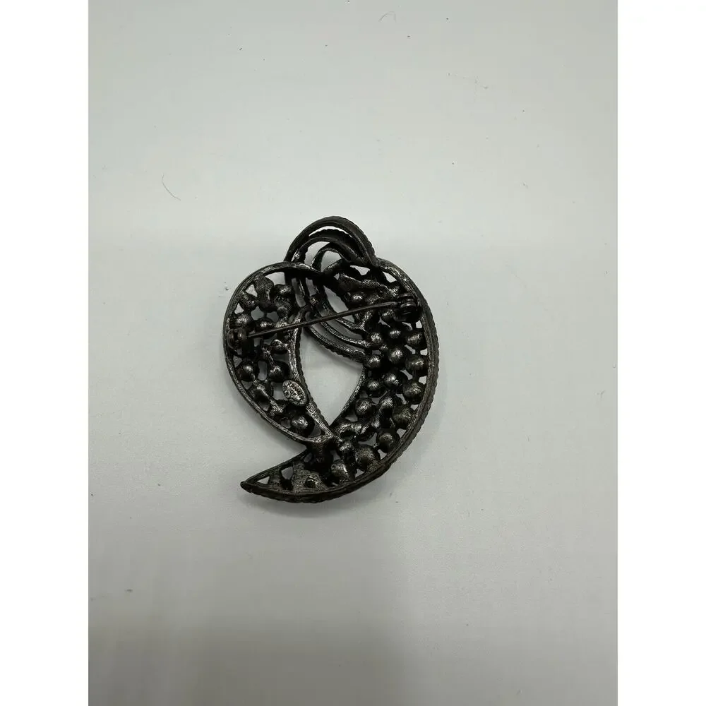 ✨ Vintage Signed Kramer of New York Blue & Green Rhinestone Swirl Brooch ✨
